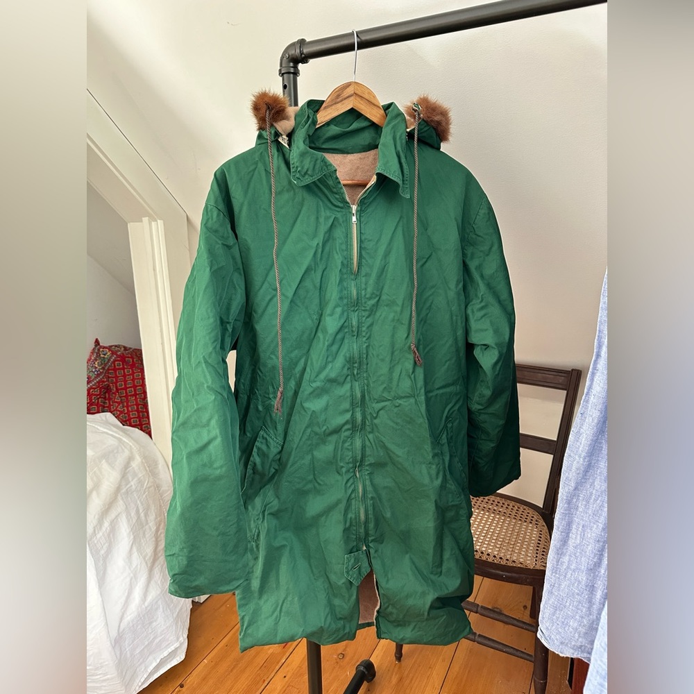 Vintage Grenfell Cloth Green Hunting Coat